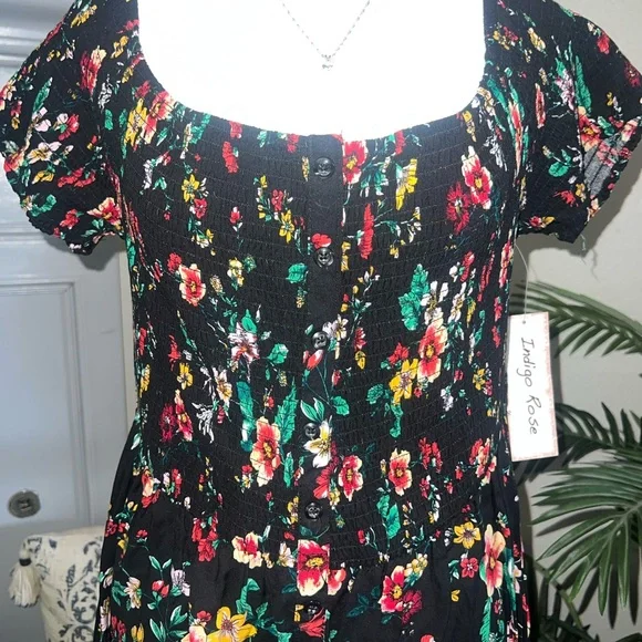 NWT Indigo Rose Floral Black Dress 2X - Picture 3 of 9